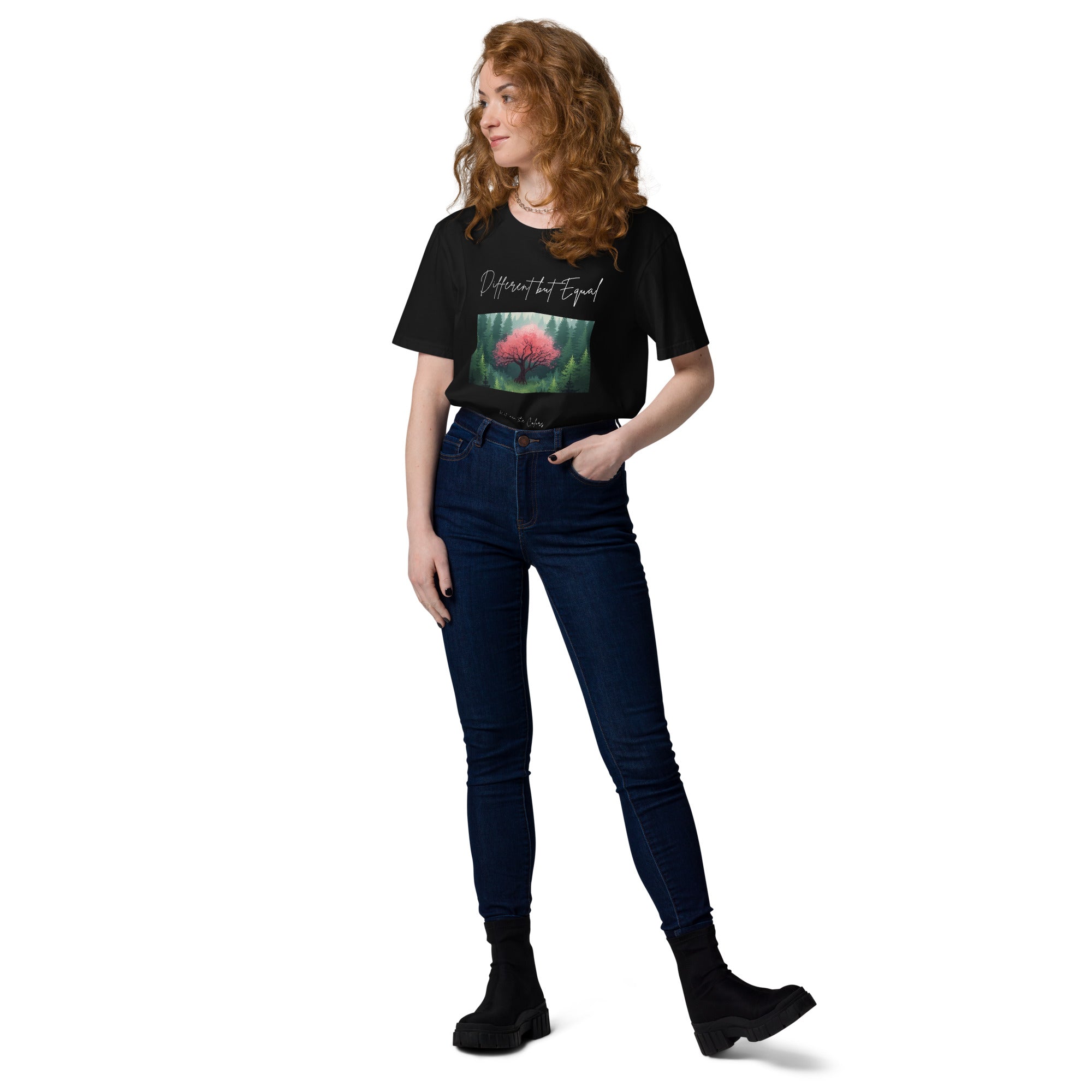 Different but Equal Unisex Bio T-Shirt Schwarz – Nahaufnahme Print, Genderfluid Fashion