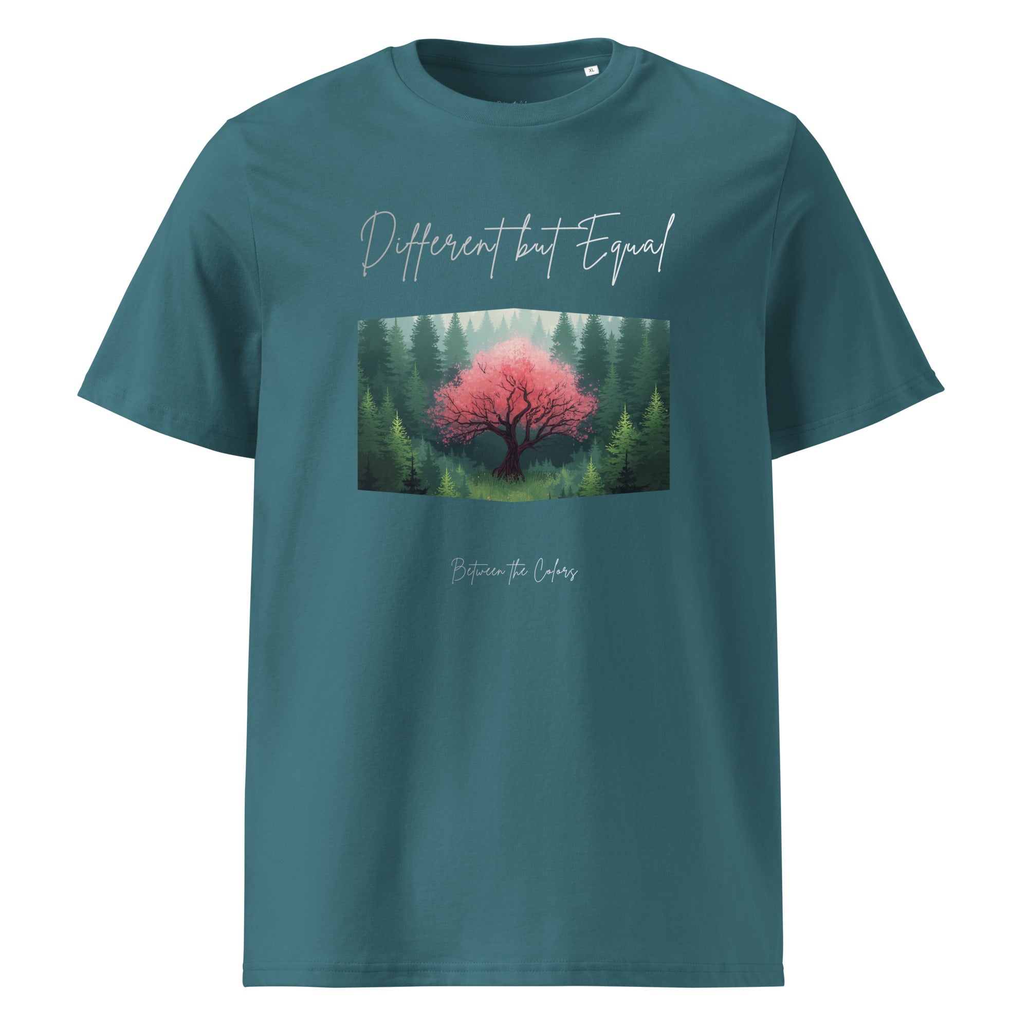Different but Equal Unisex Bio T-Shirt in Stargazer – Vorderansicht, Queer Non-Binary Fashion
