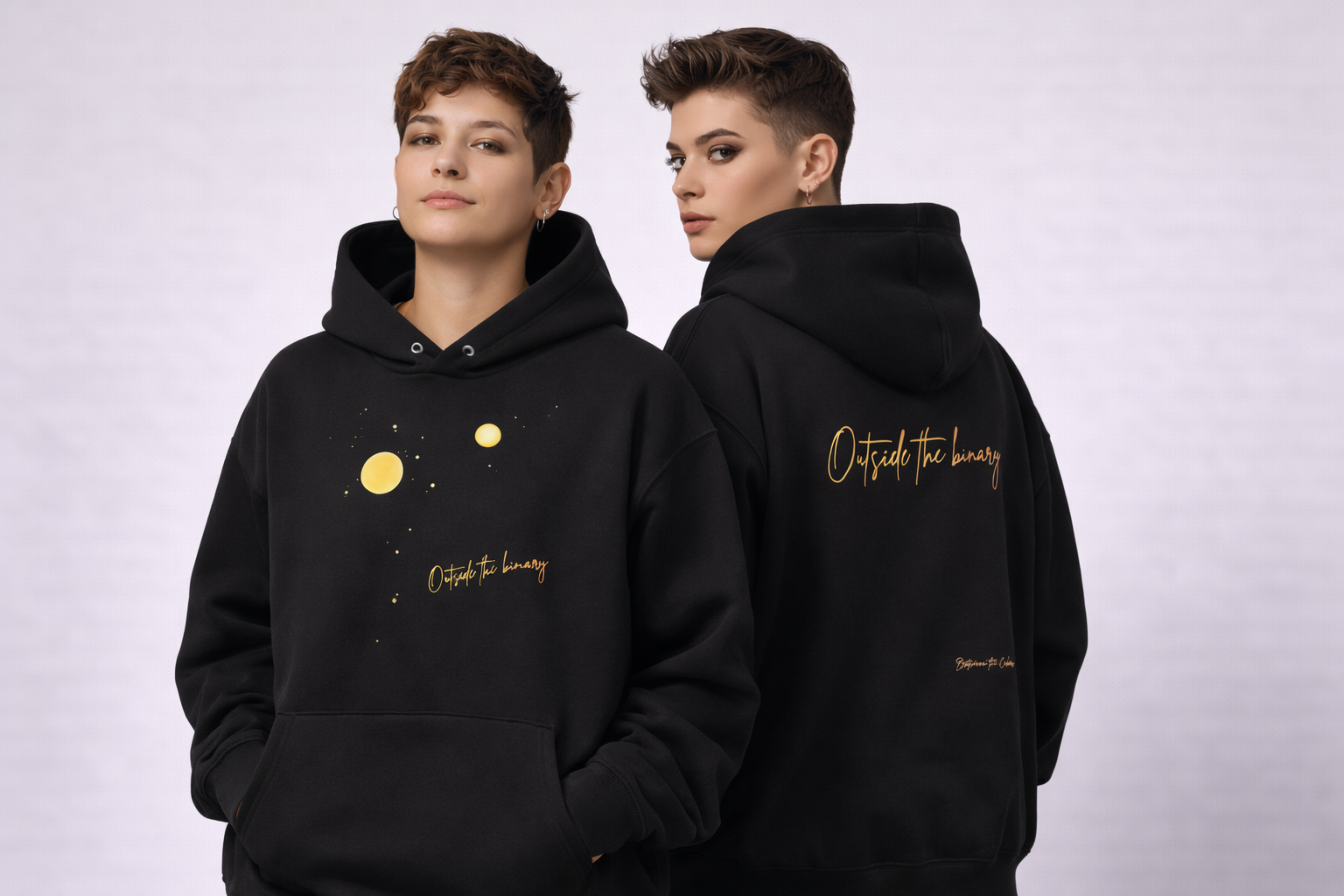 Outside the Binary schwerer Oversized Hoodie – non-binary fashion, genderfluid Hoodie, queer clothing, LGBTQ+ Style