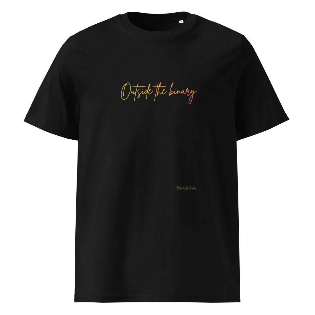 Outside the Binary Unisex Bio T-Shirt in Schwarz – Vorderansicht, Queer Non-Binary Fashion