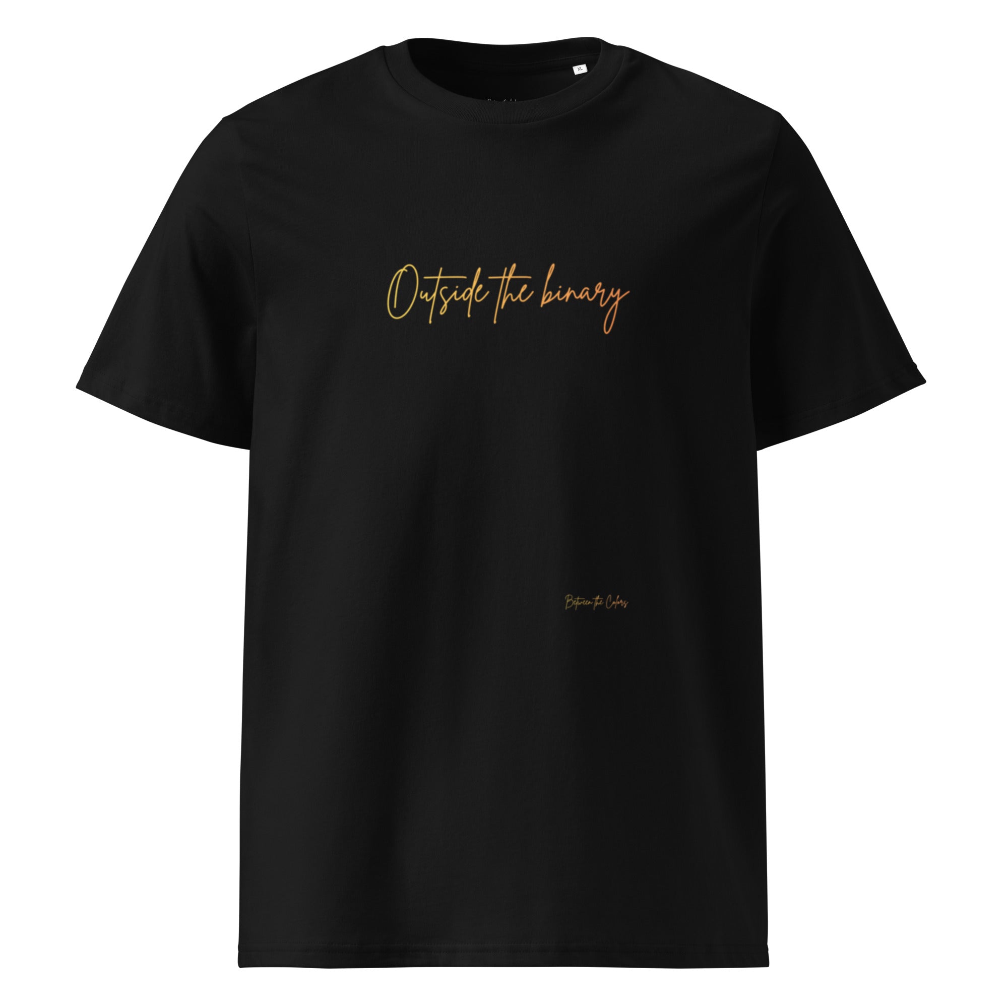 Outside the Binary Unisex Bio T-Shirt in Schwarz – Vorderansicht, Queer Non-Binary Fashion
