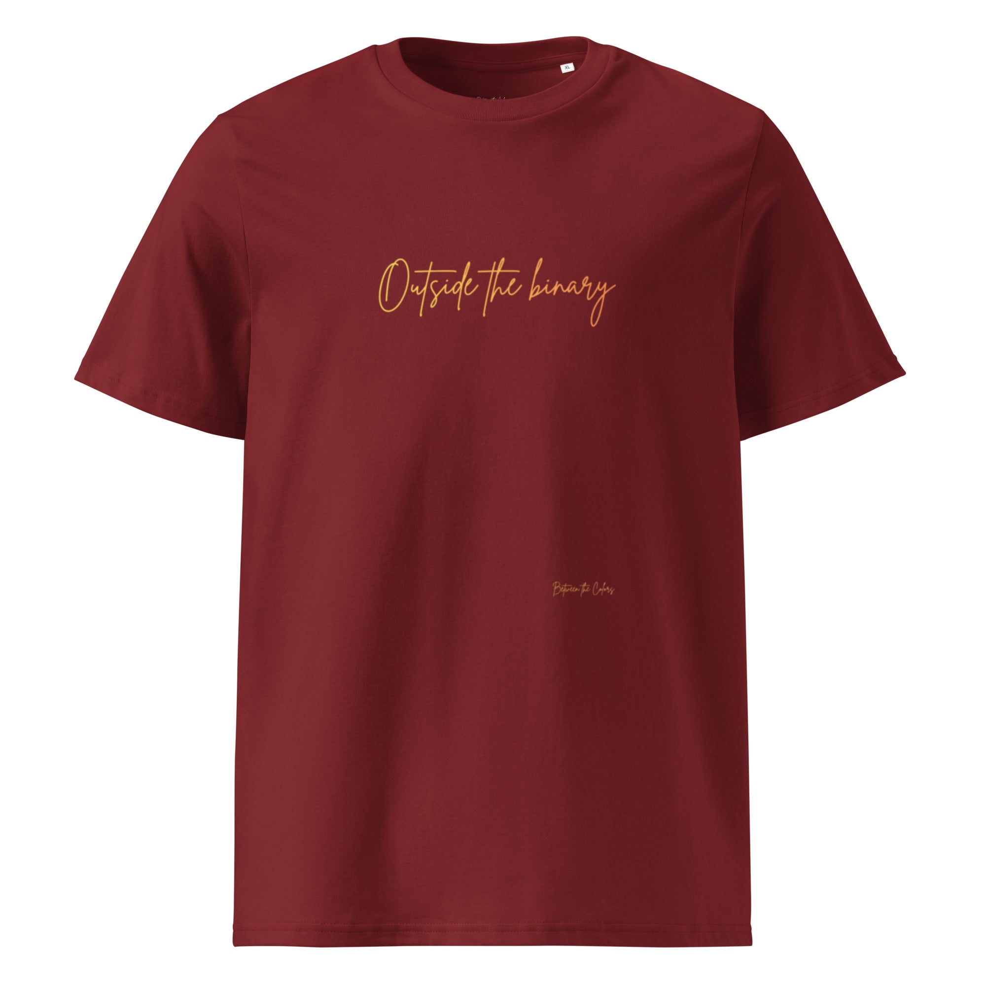 Outside the Binary Unisex Bio T-Shirt in Rot – Vorderansicht, Queer Non-Binary Fashion