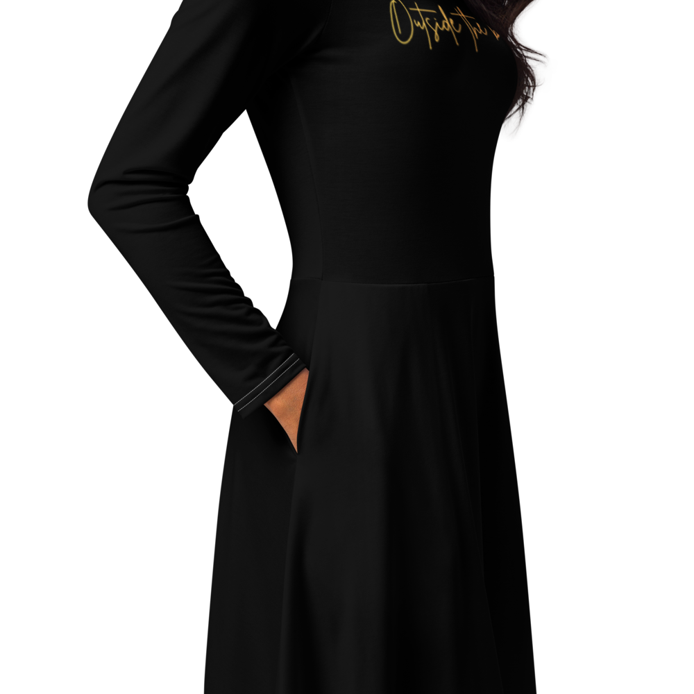 Outside the Binary Midikleid Detailansicht – nachhaltiges Unisex Kleid, queer fashion, genderless clothing